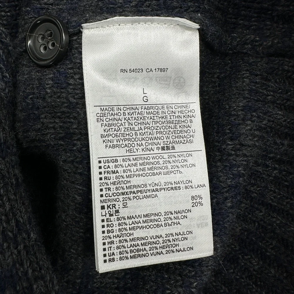 Banana Republic Sweater Mens Large Shawl Collar Pullover Italian Wool Old Money‎